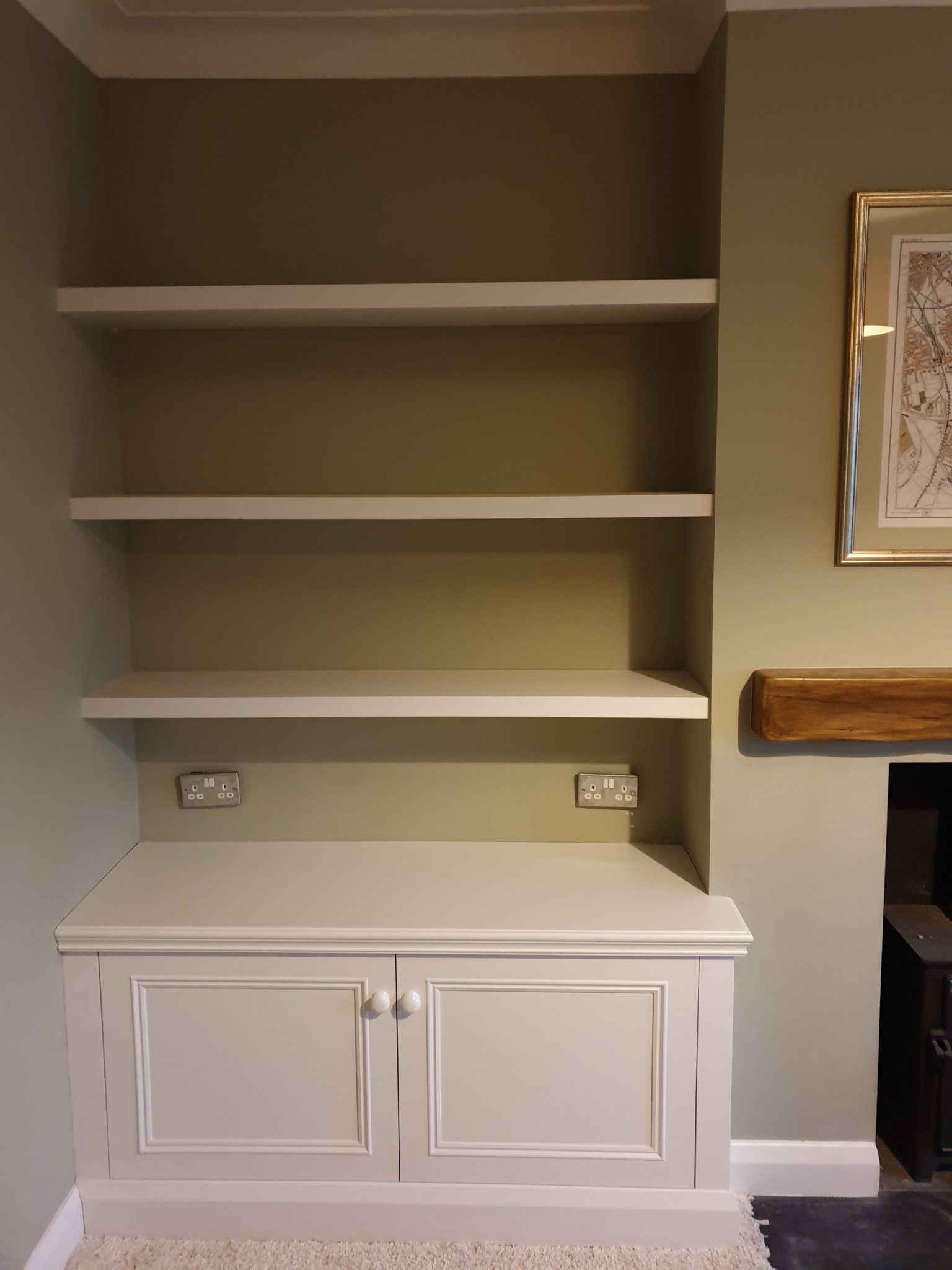 Painted Alcove Shelving & Cabinets - Made To Measure Woodwork Ltd