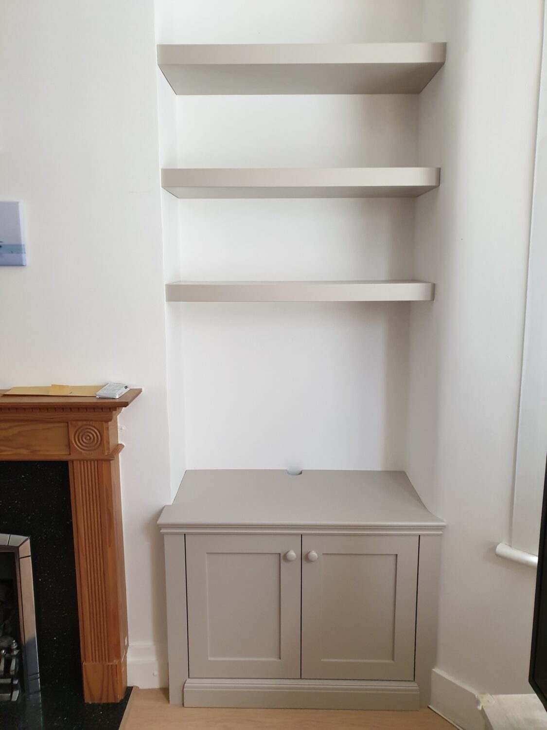 Alcove Floor Cabinet With Soft Closing Doors In Spray Paint Finish ...