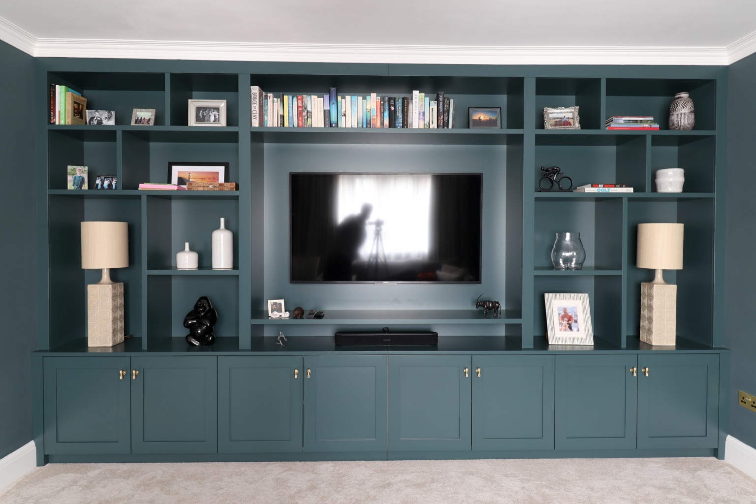 Bespoke Fitted TV Media Unit Spray Paint Finished In Farrow & Ball ...